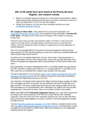 80% of UK adults have never heard of the Priority Services Register, new research reveals