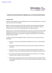 Schroders Personal Wealth hires Makala Green as Personal Wealth Adviser
