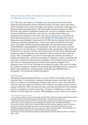 Killing the Spirit of a Nation: Necropolitics, Residential Schools and the Tk'emlúps te Secwépemc First Nation in Canada