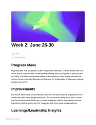 Justice Project Pakistan LiA: Weekly Review 2 (June 26-30)