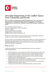 Hiring: Community & Events Intern at the Laidlaw Opera Trust