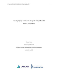 Laidlaw Summer I Report - Evaluating Olympic Sustainability through the Policy of Paris 2024