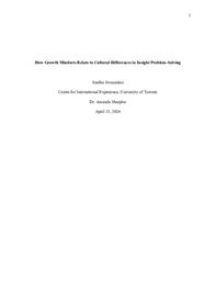 Growth Mindsets, Cultural Differences, and Insight Problem-Solving Research Proposal