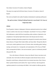 'The spell was broken': Defying Petrifying Patriarchy in the Tenant of Wildfell Hall by Anne Brontë