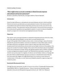 Research Proposal: Extra-Curricular provision in Oxford State Schools