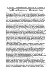 LiA Output - Clinical Leadership and Service in Women’s Health- A Gynaecology Elective in Cairo