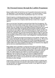 My Personal Journey through the Laidlaw Programme