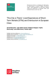 Research Project - ‘This City is Theirs’: Lived Experiences of Short Term Rentals (STRs) and Overtourism in European Cities