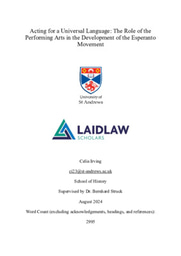 Research Essay – Acting for a Universal Language: The Role of the Performing Arts in the Development of the Esperanto Movement