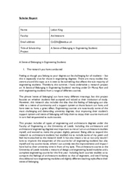 A Sense of Belonging in Engineering Students - Reflective Report