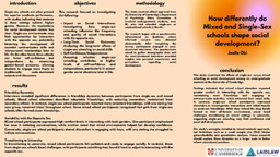 Poster: The Effects of Single and Mixed Sex Schooling on Social Development