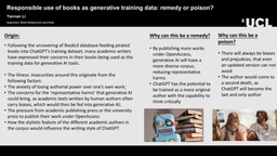 Responsible use of books as generative training data: remedy or poison?