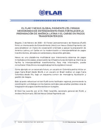 Comunicado de Prensa | FLAR y Nexus Global Payments firman Memorando de Entendimiento