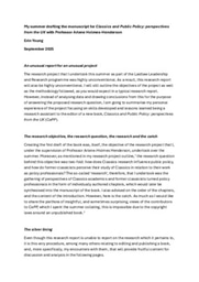 Research report: My summer drafting the manuscript for 'Classics and Public Policy: perspectives from the UK' with Professor Arlene Holmes-Henderson