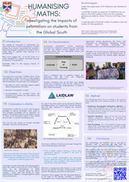 Humanising Maths: Investigating the Impacts of Colonialism on Mathematics Students from the Global South Research Poster
