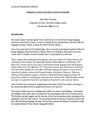 Foreign Language Education in Europe