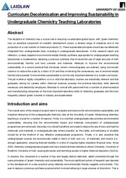 Curriculum Decolonisation and Improving Sustainability in Undergraduate Chemistry Teaching Laboratories