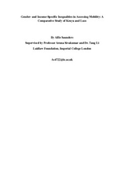 Gender- and Income-Specific Inequalities in Accessing Mobility in Kenya and Laos: Report