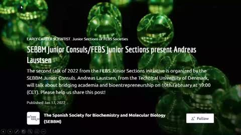 FEBS Junior Section – Andreas Laustsen: Bridging academia and bioentrepreneurship webinar