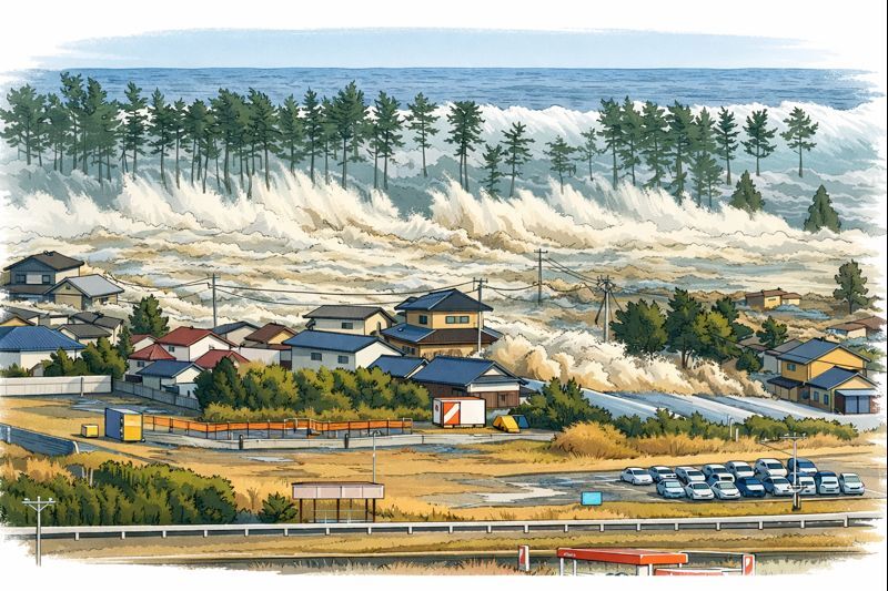 Obstacle-induced dissipation of tsunami waves
