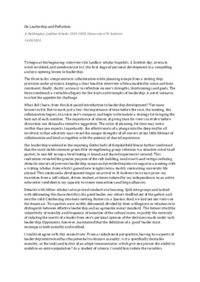 On Leadership and Reflection - Leadership Essay 2019