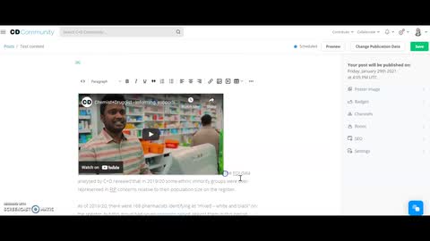 C+D Community training video - how to add a video to a post 
