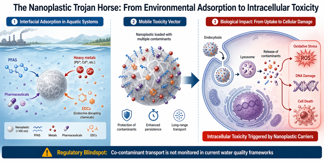 The Nanoplastic Trojan Horse: Evaluating Interfacial Adsorption and Intracellular Toxicity Vectors