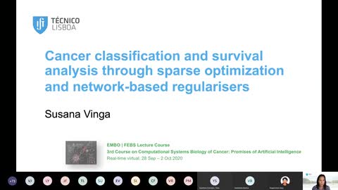 Susana Vinga – Cancer classification and survival analysis through sparse optimization and network-based regularisers