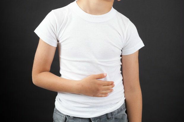What has caused this child’s abdominal pain?