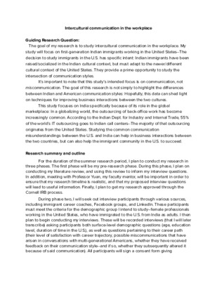 Research Proposal: Intercultural communication in the workplace