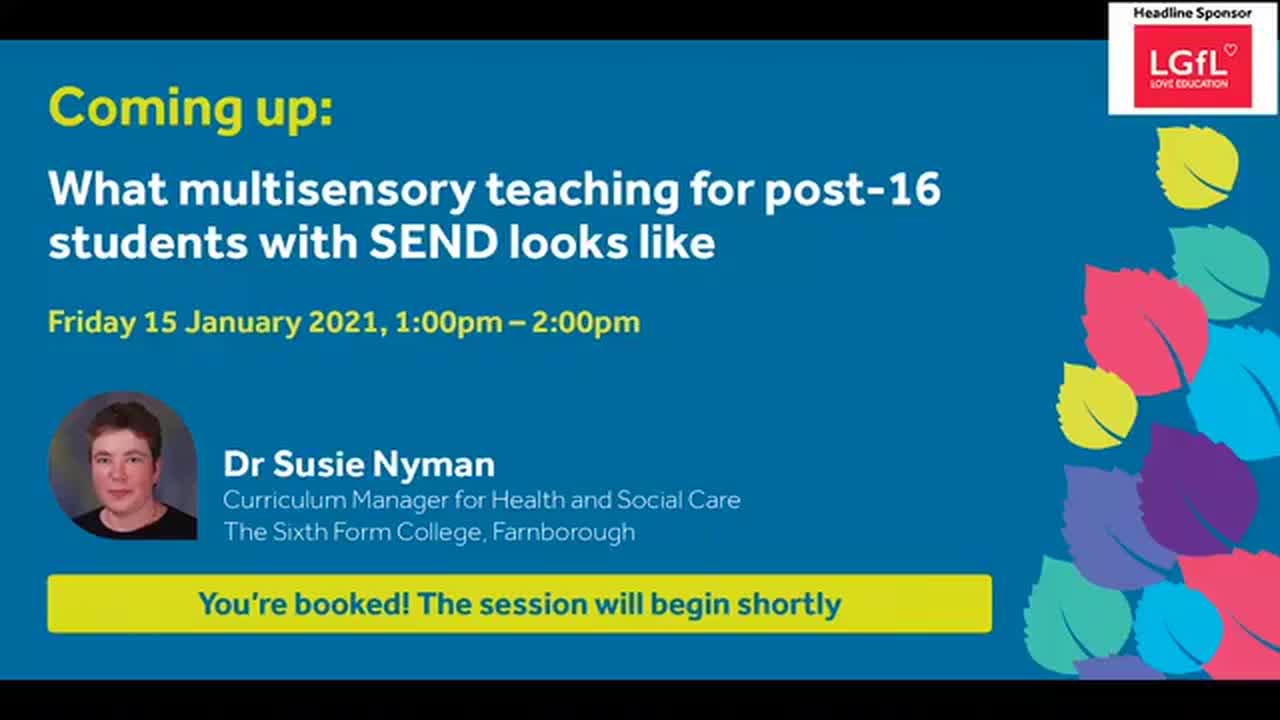 What multi-sensory teaching for post-16 students with SEND looks like