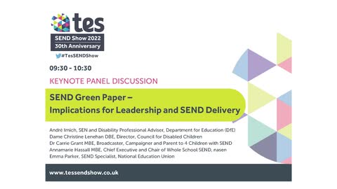 Keynote panel discussion: SEND Green Paper - implications for leadership and SEND delivery 