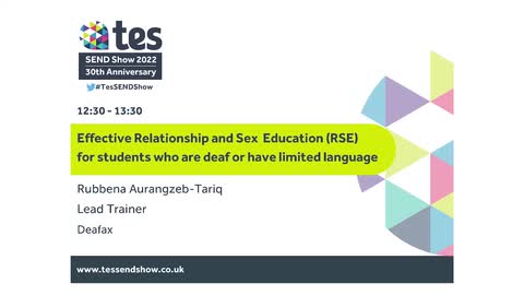 Effective Relationship and Sex Education (RSE) for students who are deaf or who have limited language 