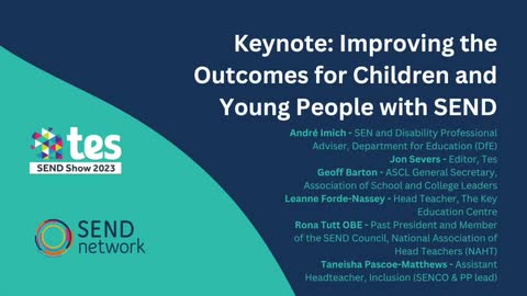 Keynote address: Improving the outcomes for children and young people with SEND