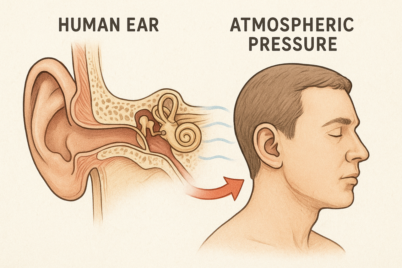 Human Ear behavior and Atmospheric Pressure effects 