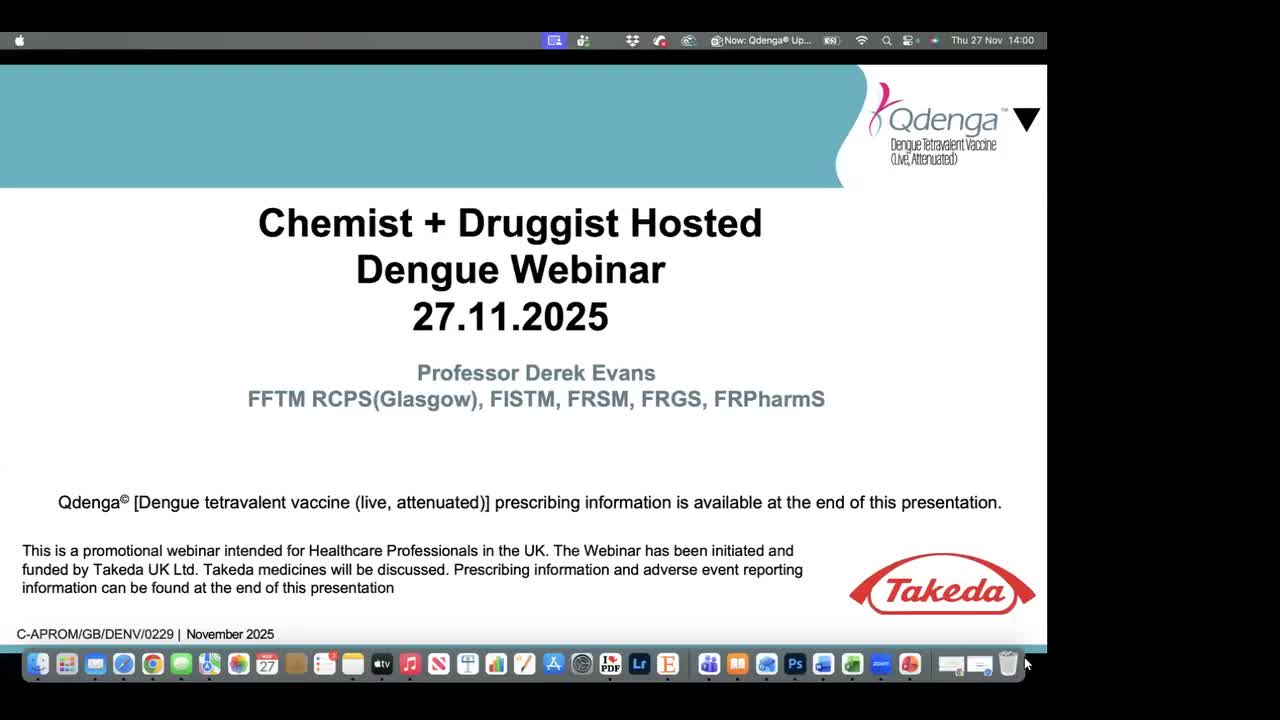 ON DEMAND WEBINAR: Qdenga®▼(Dengue Tetravalent Vaccine (Live, Attenuated)) 