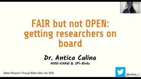 Lightning talk: FAIR but not OPEN: getting researchers on board