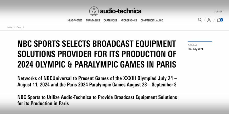 NBC SPORTS SELECTS BROADCAST EQUIPMENT SOLUTIONS PROVIDER FOR ITS PRODUCTION OF 2024 OLYMPIC & PARALYMPIC GAMES IN PARIS
