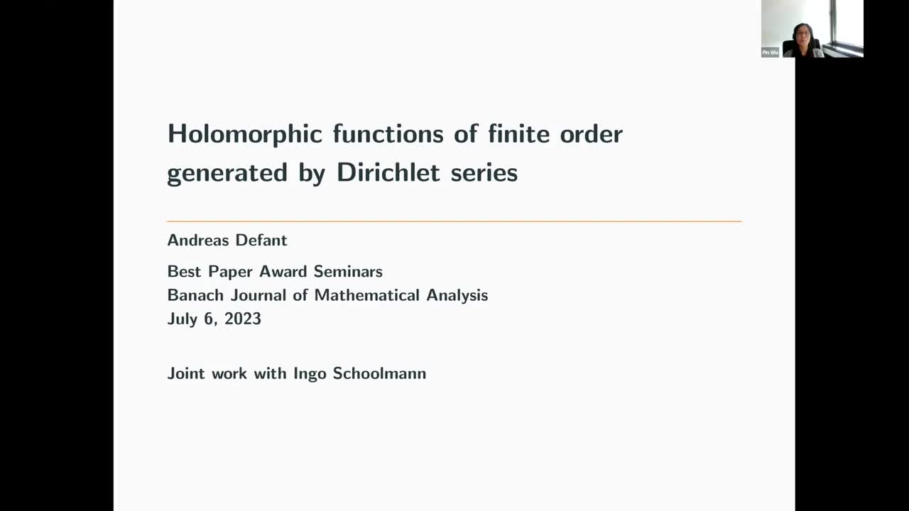 2023 BJMA Best Paper Award Webinar by Prof. Andreas Defant