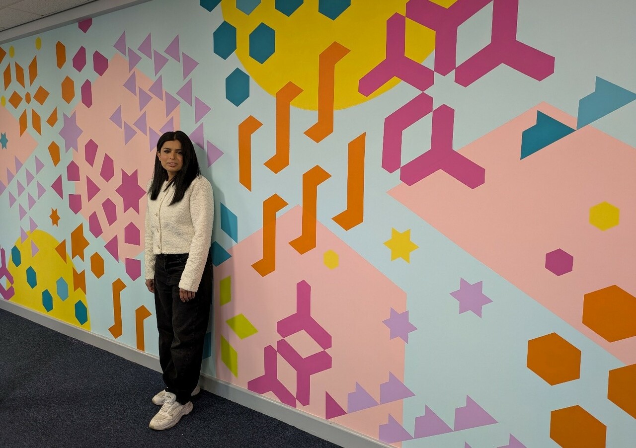 UK artist pharmacist creates geometric hospital mural