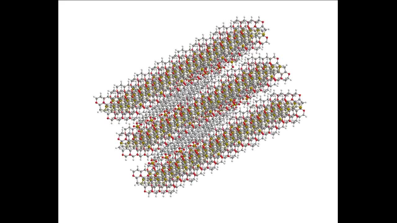 PEDOT:DS co-crystal with hydrogens (an oblique axis)