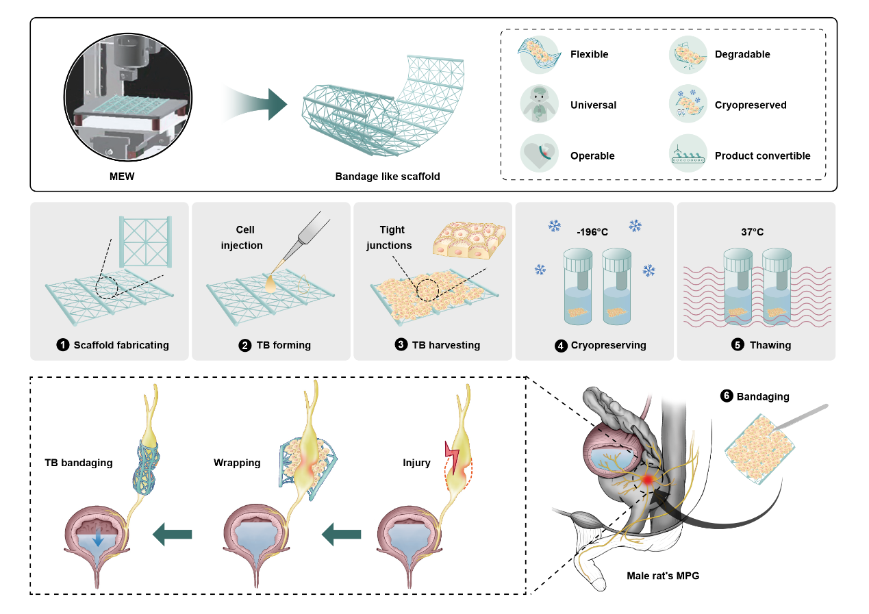 Designed a tissue-like bandage for major pelvic nerve injury