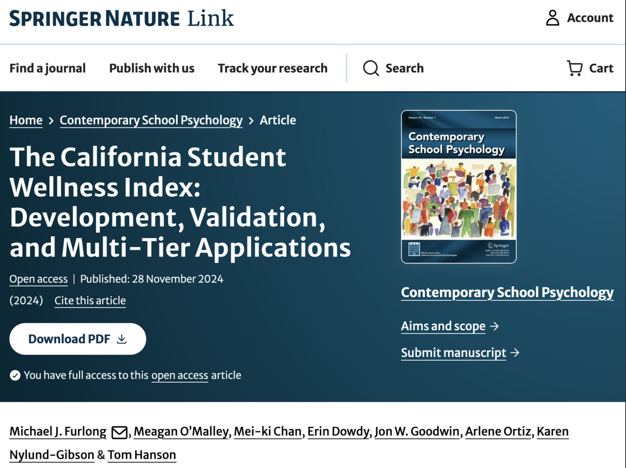 California Student Wellness Index