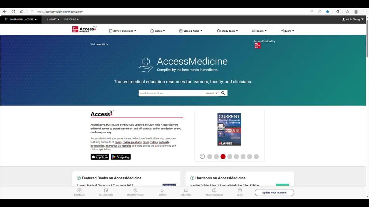 Quick Reference Tools on AccessMedicine