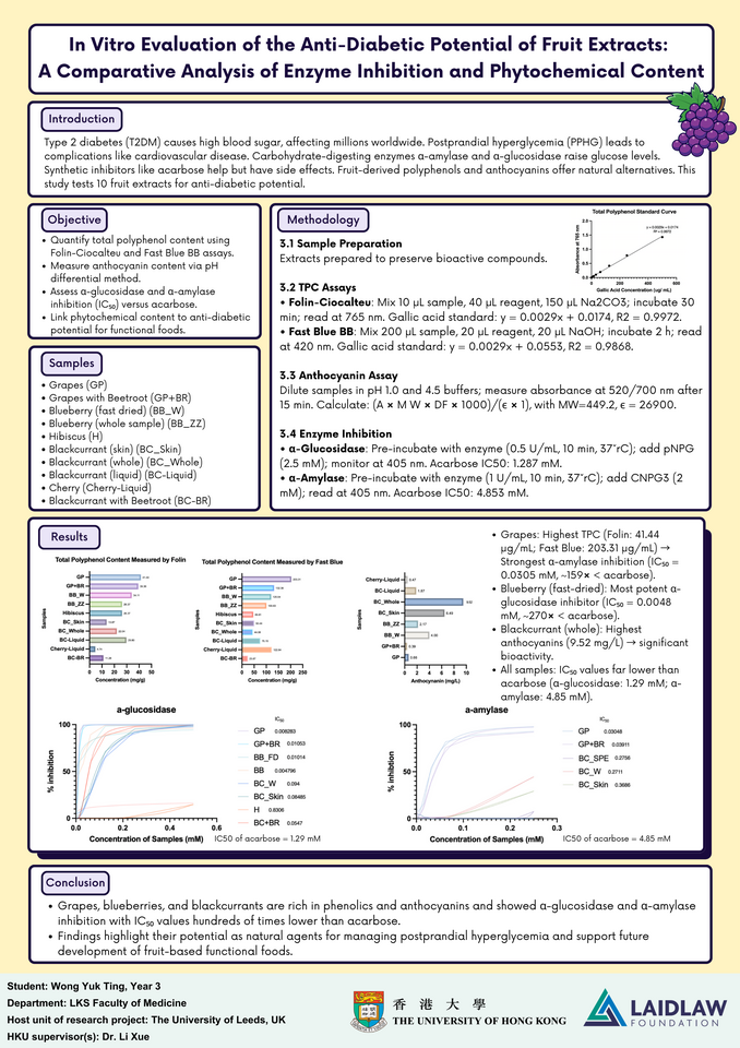 Poster: In Vitro Evaluation of the Anti-Diabetic Potential of Fruit Extracts: A Comparative Analysis of Enzyme Inhibition and Phytochemical Content