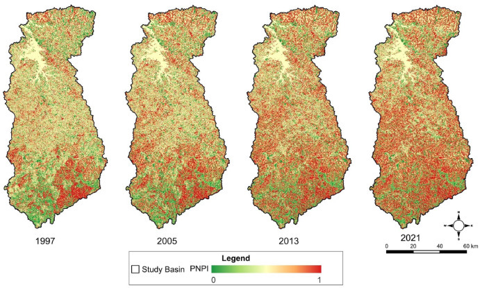 Spatio-temporal assessment of potential nonpoint pollution risk sources in the Chavantes reservoir basin, Brazil