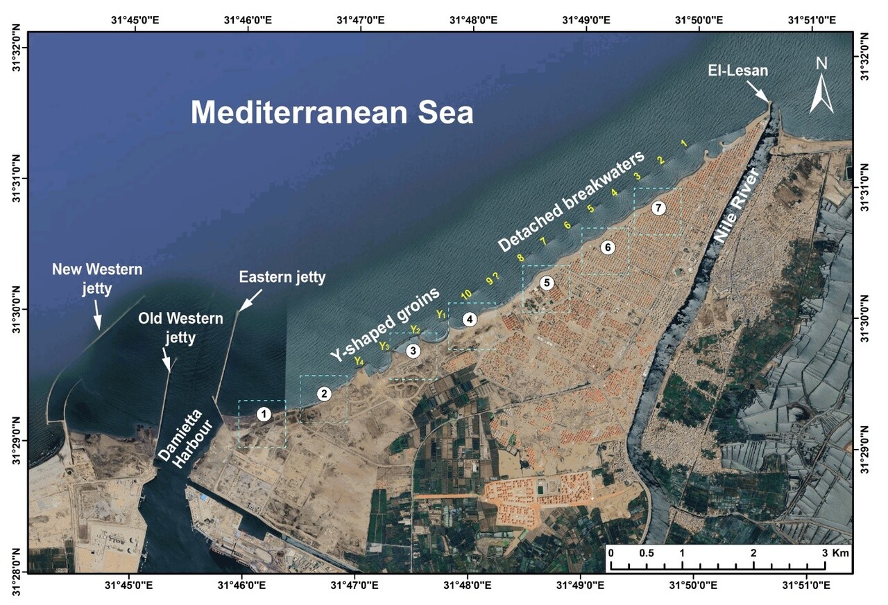Multi-Decadal shoreline dynamics of Ras El-Bar, Nile Delta: Unraveling human interventions and coastal resilience