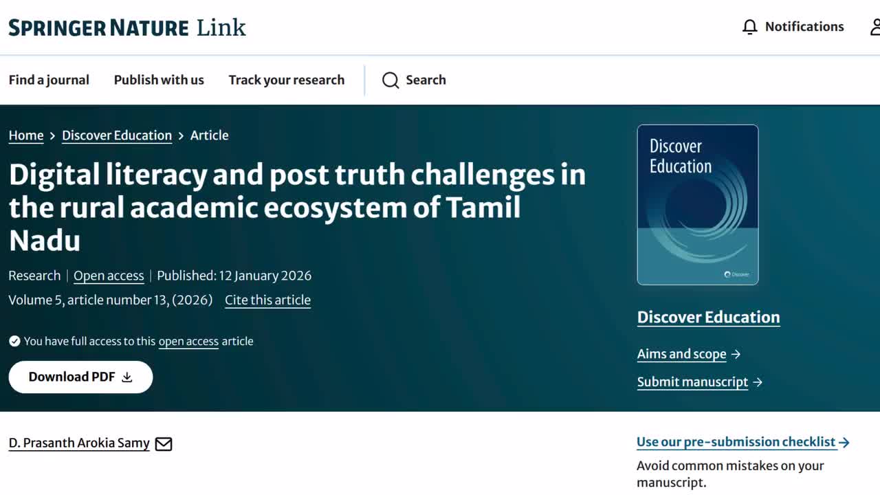 Digital literacy and post truth challenges in the rural academic ecosystem of Tamil Nadu
