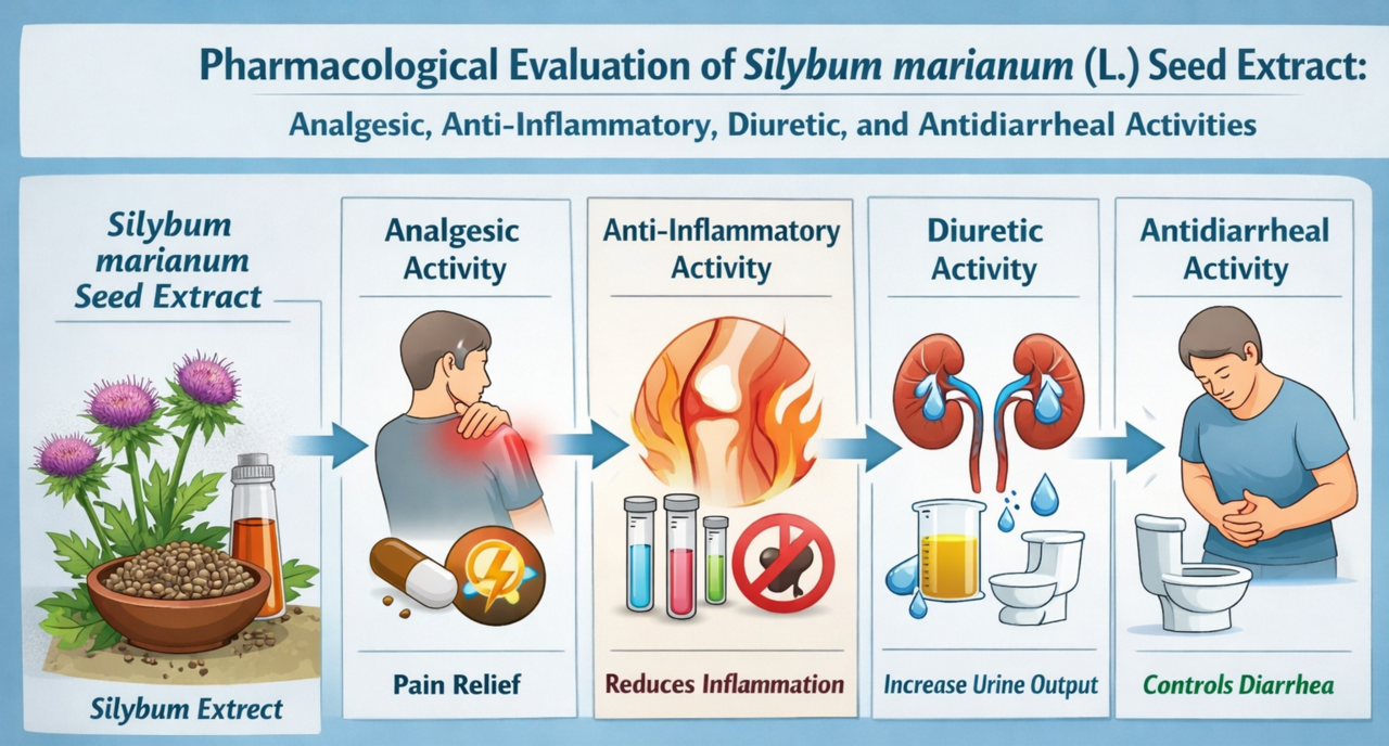 Pharmacological Evaluation of Silybum marianum (L.) Seed Extract: Analgesic, Anti-Inflammatory, Diuretic, and Antidiarrheal activities