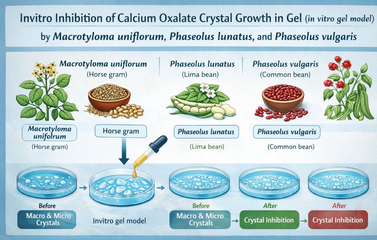 Inhibition of Calcium Oxalate Crystal Growth in Gel by Macrotyloma uniflorum, Phaseolus lunatus, and Phaseolus vulgaris